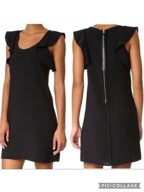 Elizabeth and James Dillon Dress Black Flutter Sleeve Sheath Mini 2 NW5 Cocktail
